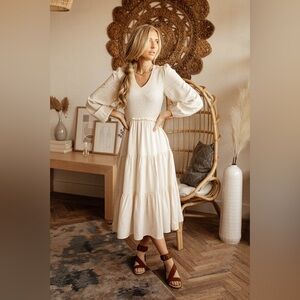 Elegant Cream Midi Dress